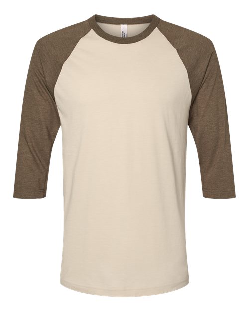 American Apparel 2003CVC Unisex CVC Raglan Tee - Heather Bone/ Heather Army