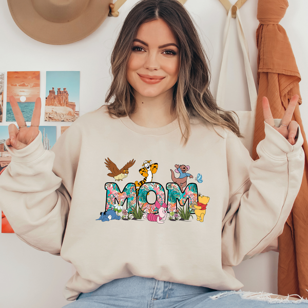 Mom - Pooh And Friends Ready To Press DTF Transfers, DTF Hot Peel