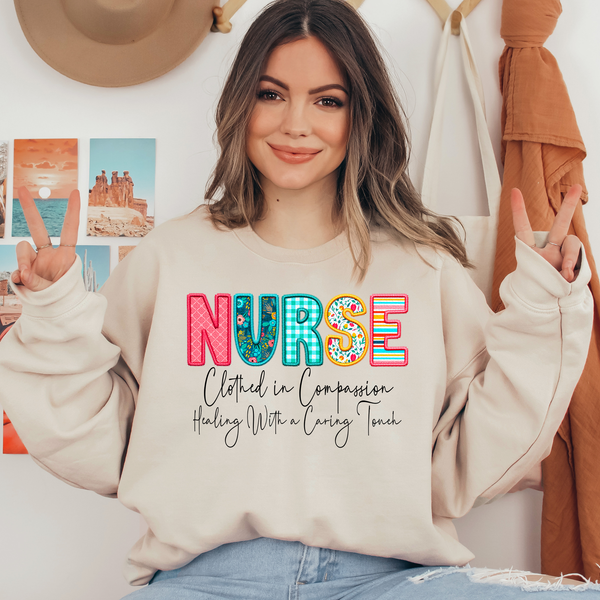 Nurse Faux Embroidery Ready To Press DTF Transfers, DTF Hot Peel