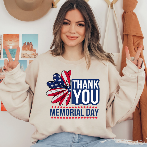Thank You Memorial Day Red & Navy Blue Ready To Press DTF Transfers, DTF Hot Peel