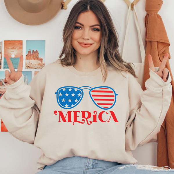 Glasses Merica Ready To Press DTF Transfers, DTF Hot Peel