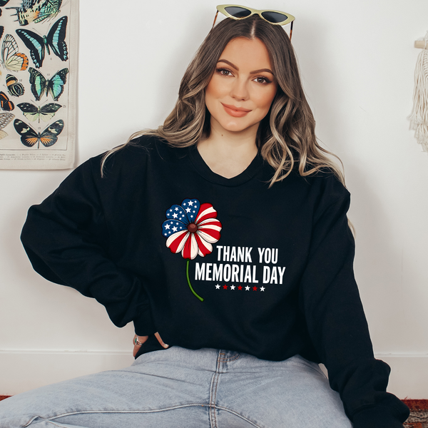 USA Daisy Thank You Memorial Day Ready To Press DTF Transfers, DTF Hot Peel