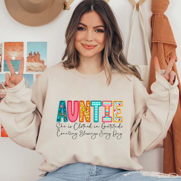 Auntie Faux Embroidery Ready To Press DTF Transfers, DTF Hot Peel