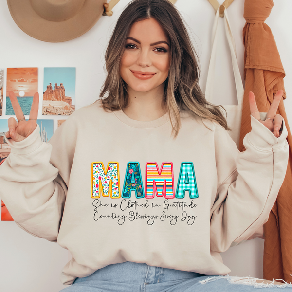 Mama Faux Embroidery Ready To Press DTF Transfers, DTF Hot Peel
