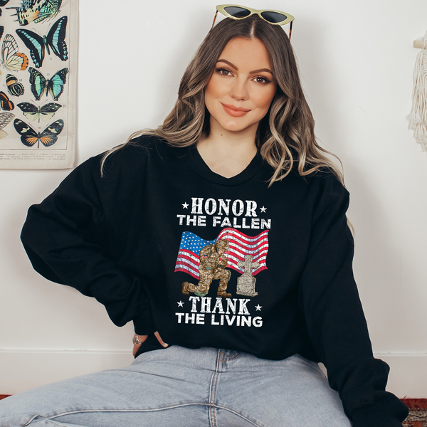 Honor The Fallen Thank The Living Flag Ready To Press DTF Transfers, DTF Hot Peel