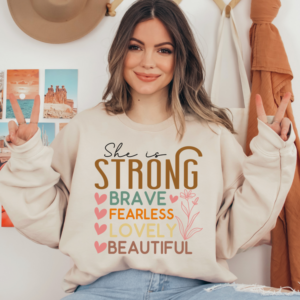 She Is Strong, Brave, Fearless, Lovely, Beautiful Ready To Press DTF Transfers, DTF Hot Peel