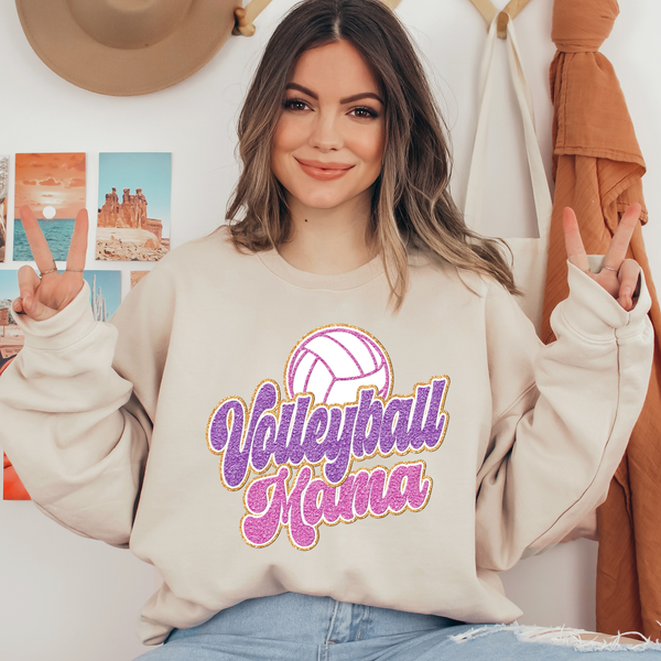 Volleyball Mama Glitter Effect Ready To Press DTF Transfers, DTF Hot Peel