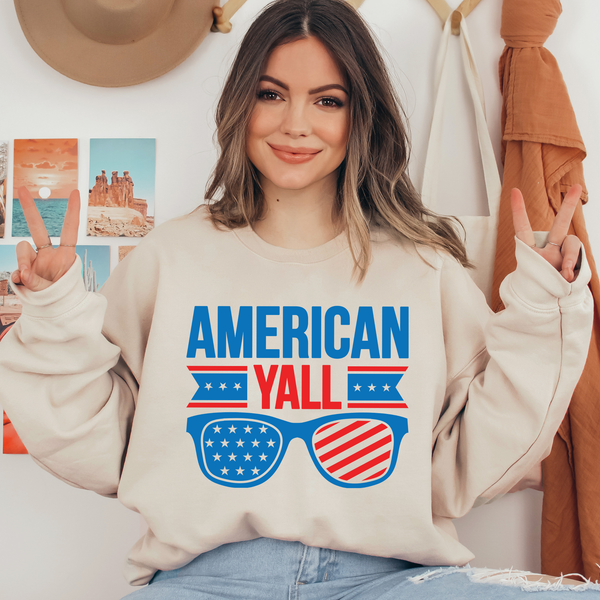 American Yall Glasses Ready To Press DTF Transfers, DTF Hot Peel