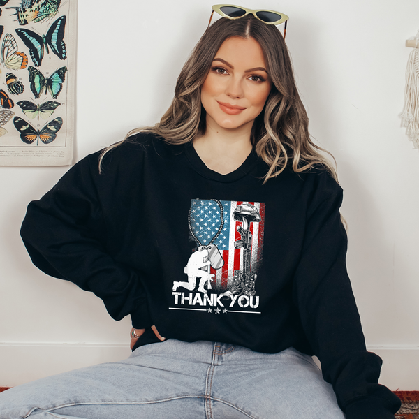 Soldier USA Thank You Flag Ready To Press DTF Transfers, DTF Hot Peel