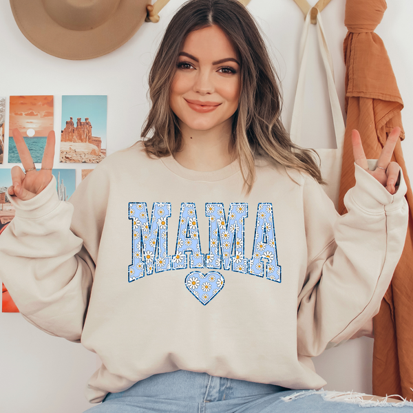 Blue Mama Heart Ready To Press DTF Transfers, DTF Hot Peel