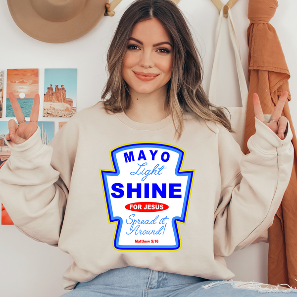 Mayo Light Shine For Jesus Ready To Press DTF Transfers, DTF Hot Peel