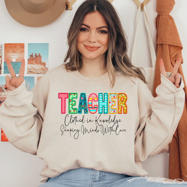 Teacher Faux Embroidery Ready To Press DTF Transfers, DTF Hot Peel