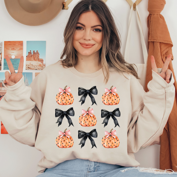 Black Bow & Pumpkins Ready To Press DTF Transfers, DTF Hot Peel