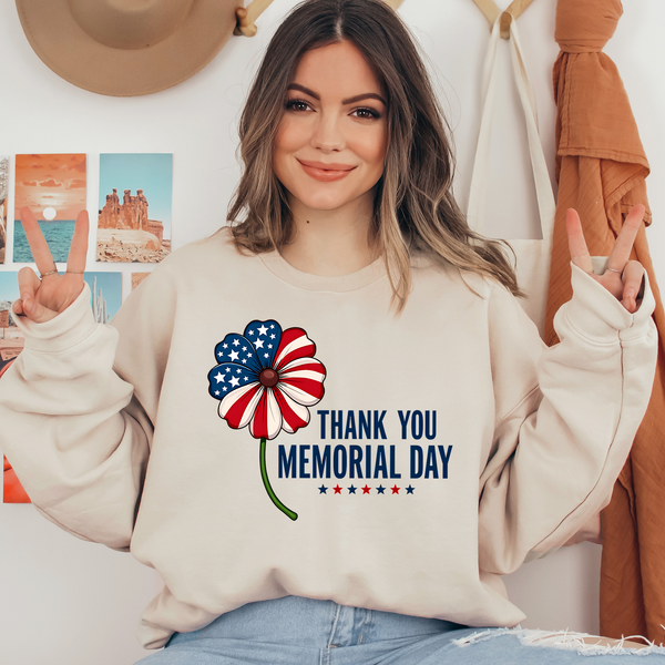 Thank You Memorial Day Navy Blue Ready To Press DTF Transfers, DTF Hot Peel