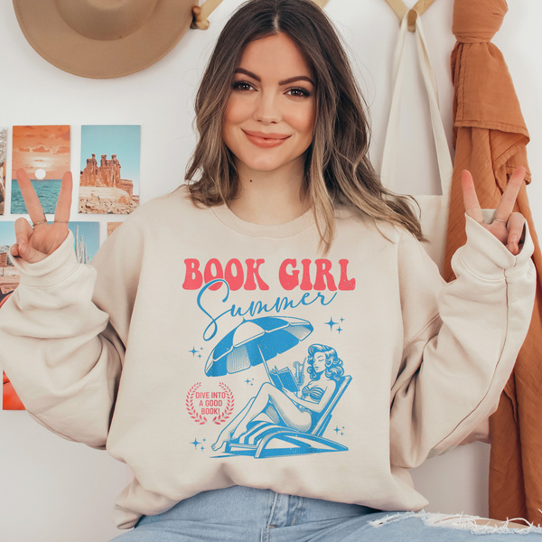 Book Girl Summer Ready To Press DTF Transfers, DTF Hot Peel