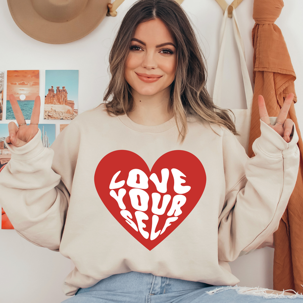 Love Your Self Heart Ready To Press DTF Transfers, DTF Hot Peel