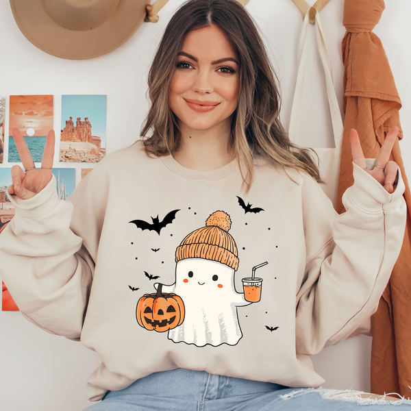 Ghost Pumpkin Boo Ready To Press DTF Transfers, DTF Hot Peel