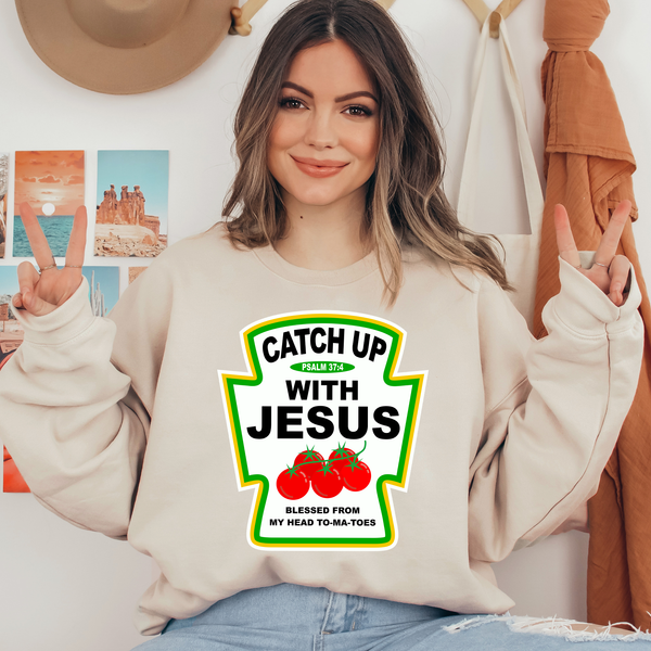 Catch Up With Jesus Ready To Press DTF Transfers, DTF Hot Peel