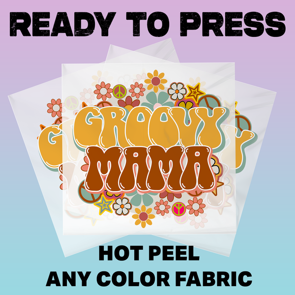 Groovy Mama Flowers Ready To Press DTF Transfers, DTF Hot Peel