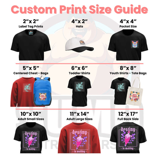 Custom DTF Transfers By Size 